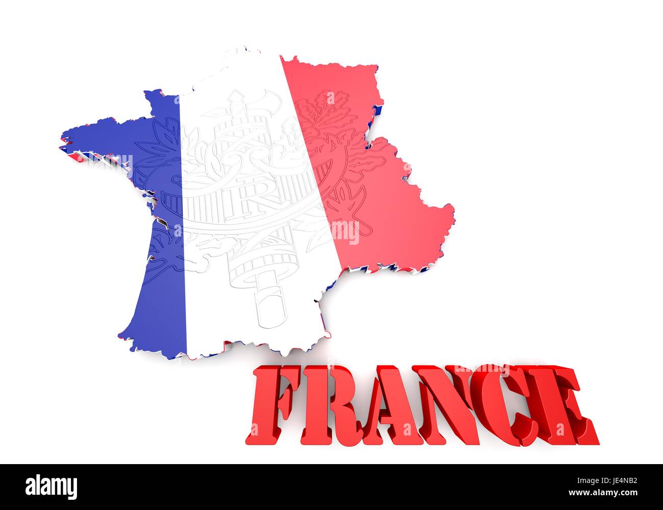 Map of France with flag colors. 3d render illustration Stock Photo - Alamy