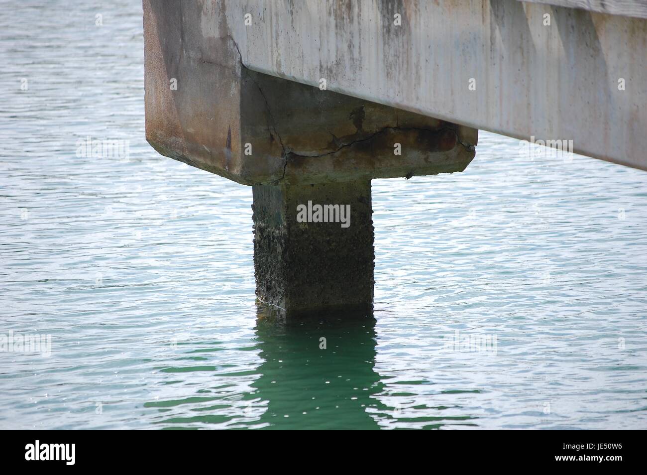 Cement Pier during Low Tide at Marina in Fajardo Puerto Rico Stock