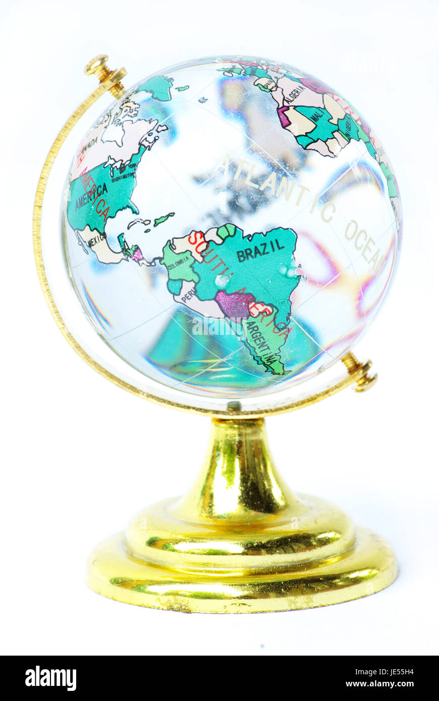 Perfect crystal ball globe isolated on white Stock Photo Alamy
