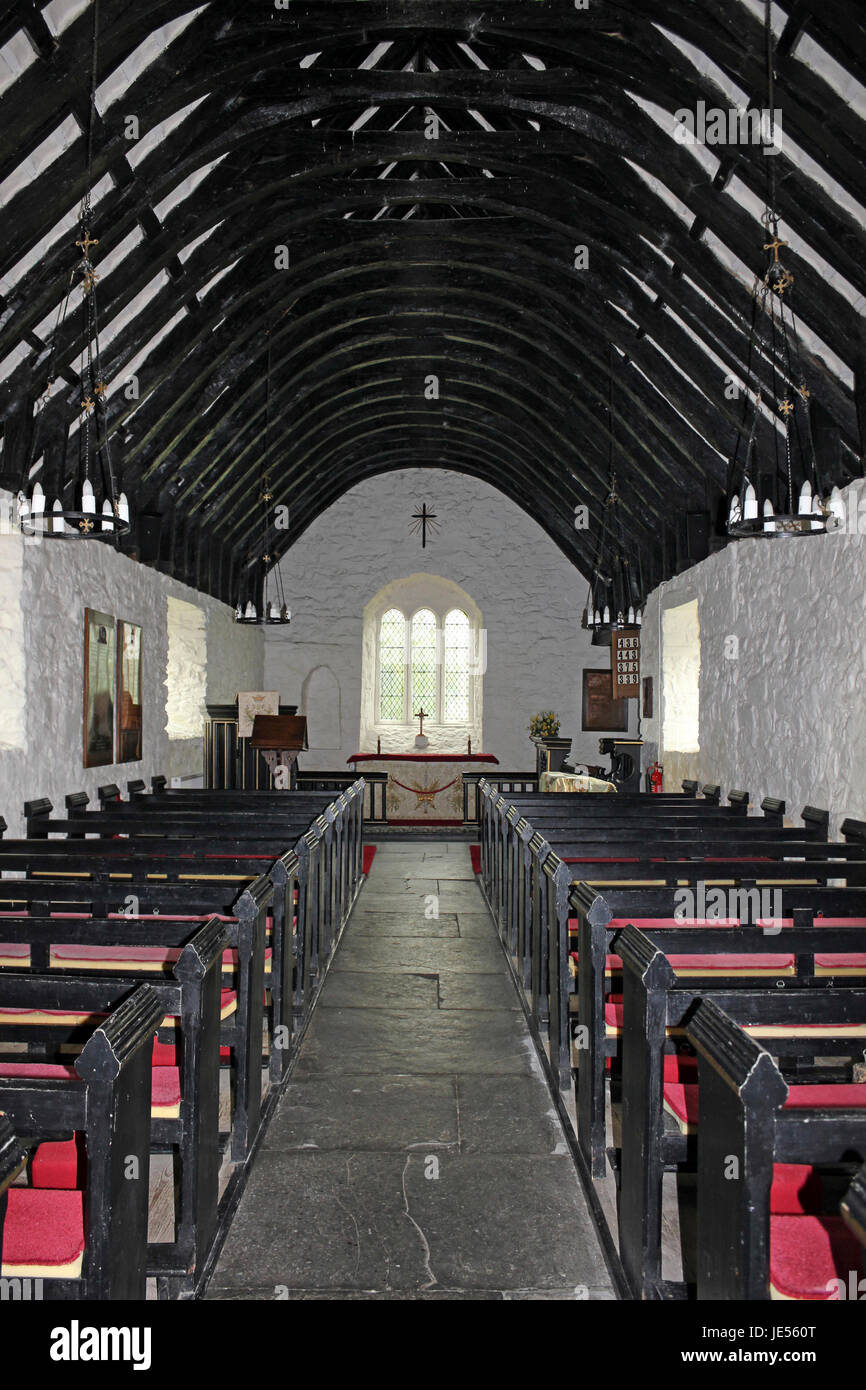 Interior Of St. Mary's Church, Caerhun, Conwy, Wales Stock Photo