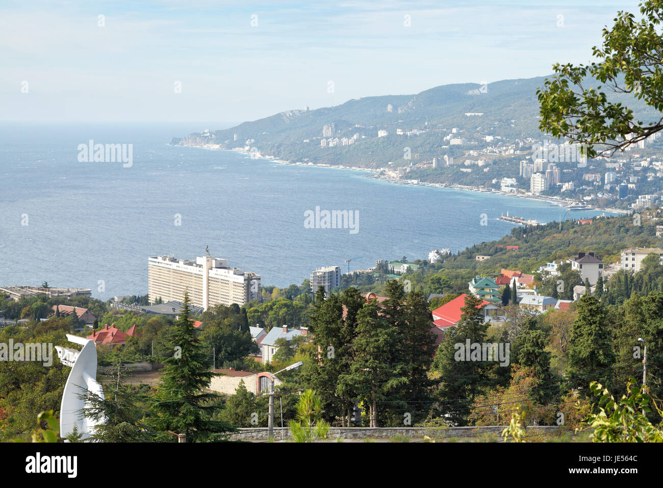 View of Yalta city from Massandra district in Crimea Stock Photo
