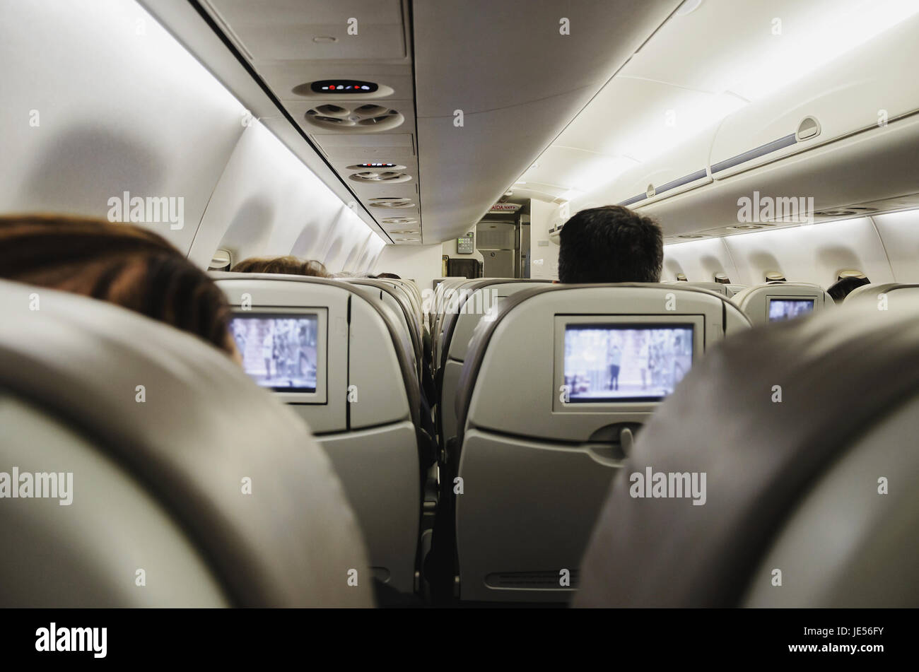 Lights off in plane cabin hires stock photography and images Alamy