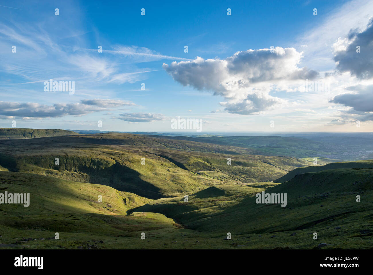 View of Doctor's gate from Shelf Moor above Glossop, North Deryshire, England. Stock Photo