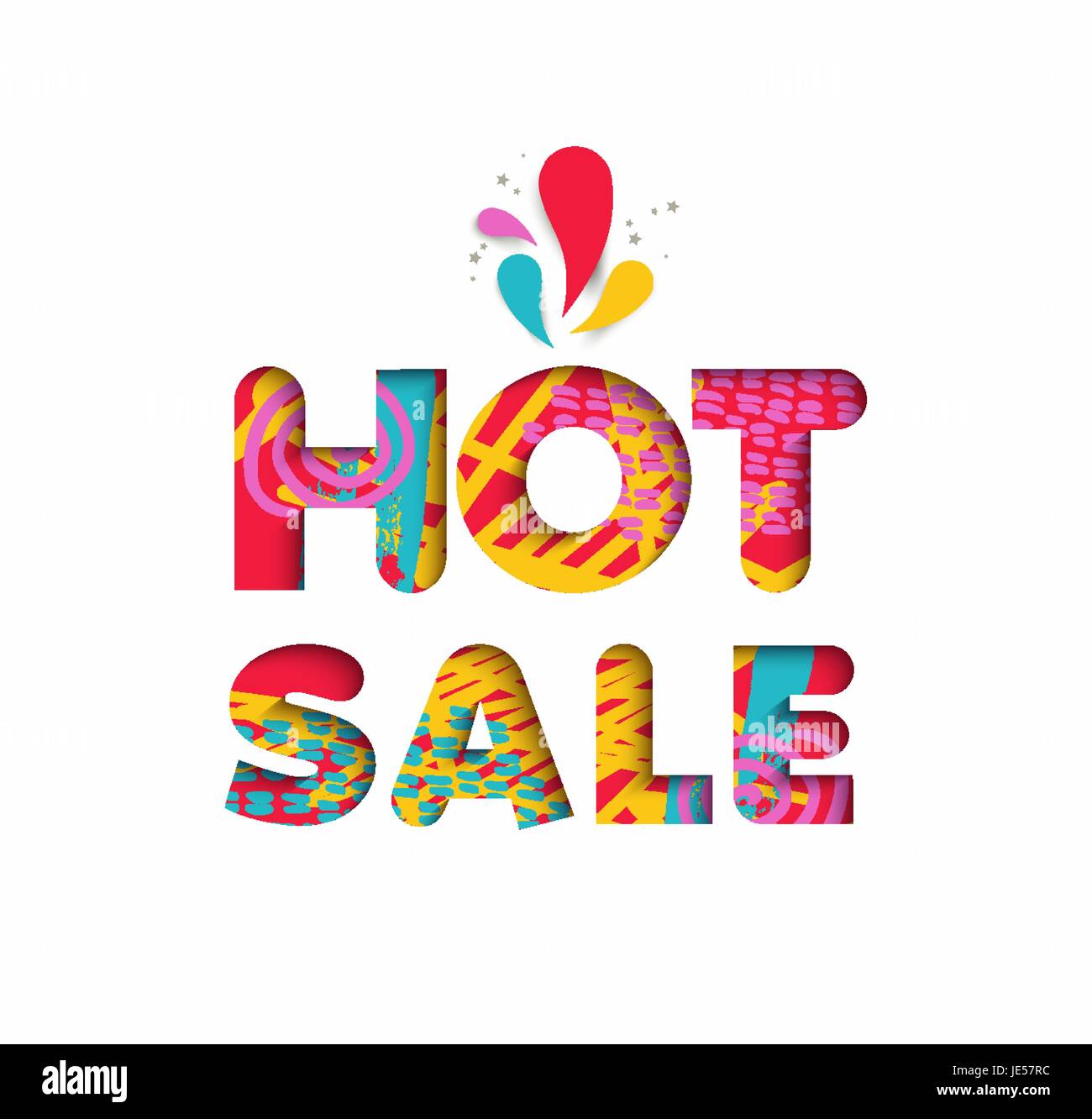 Hot sale multicolor text quote, typography design in 3d paper cut style. Big special offer