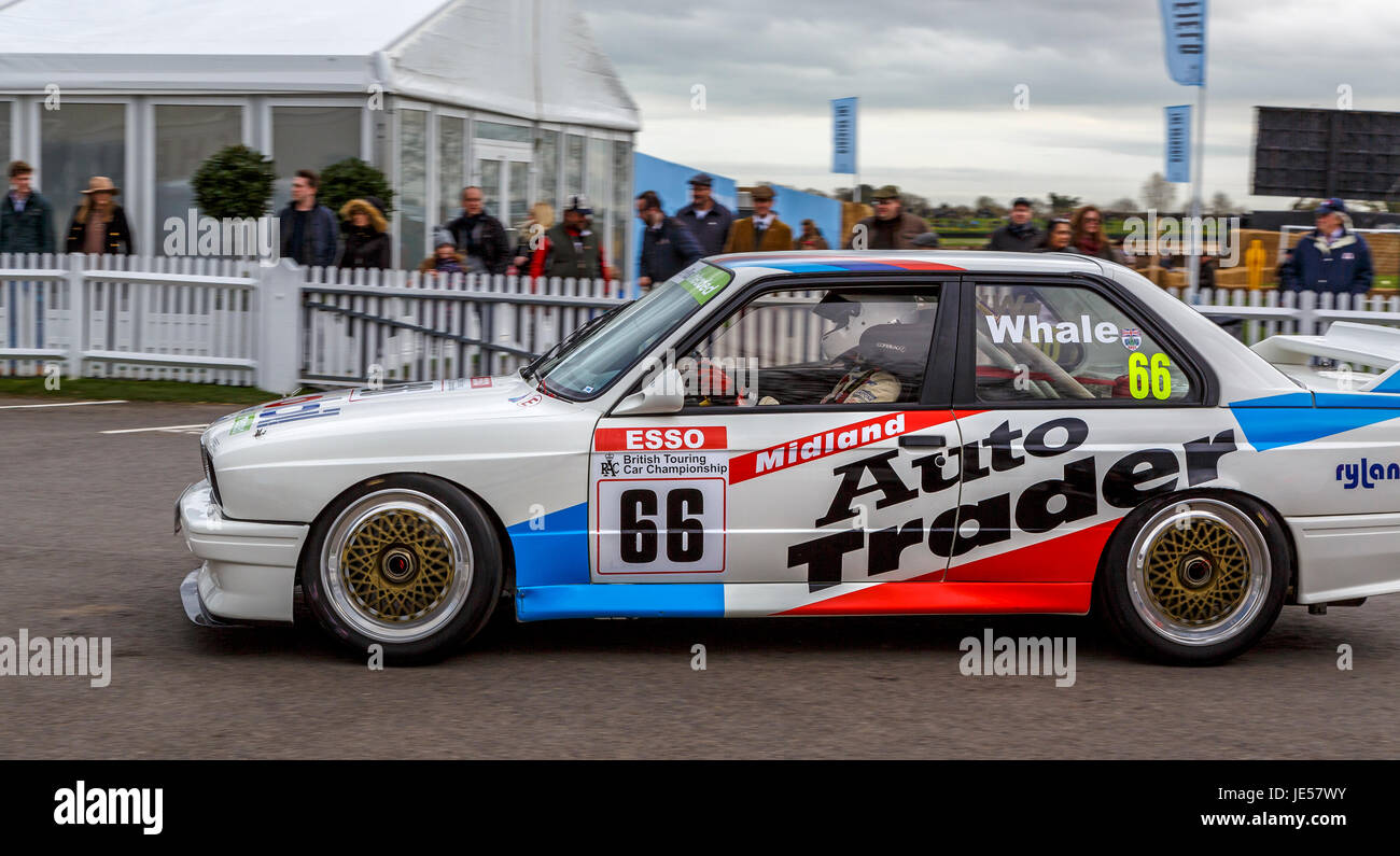 1989 BMW M3 E30 Group A touring car with Nick Whale leaves the paddock at  Goodwood GRRC 75th Members Meeting, Sussex, UK Stock Photo - Alamy