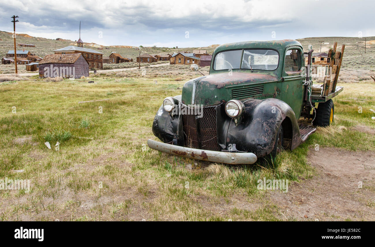 Bodie is a mining ghost town in the Bodie Hills east of the Sierra Nevada mountain range in Mono County, California, United States. Stock Photo
