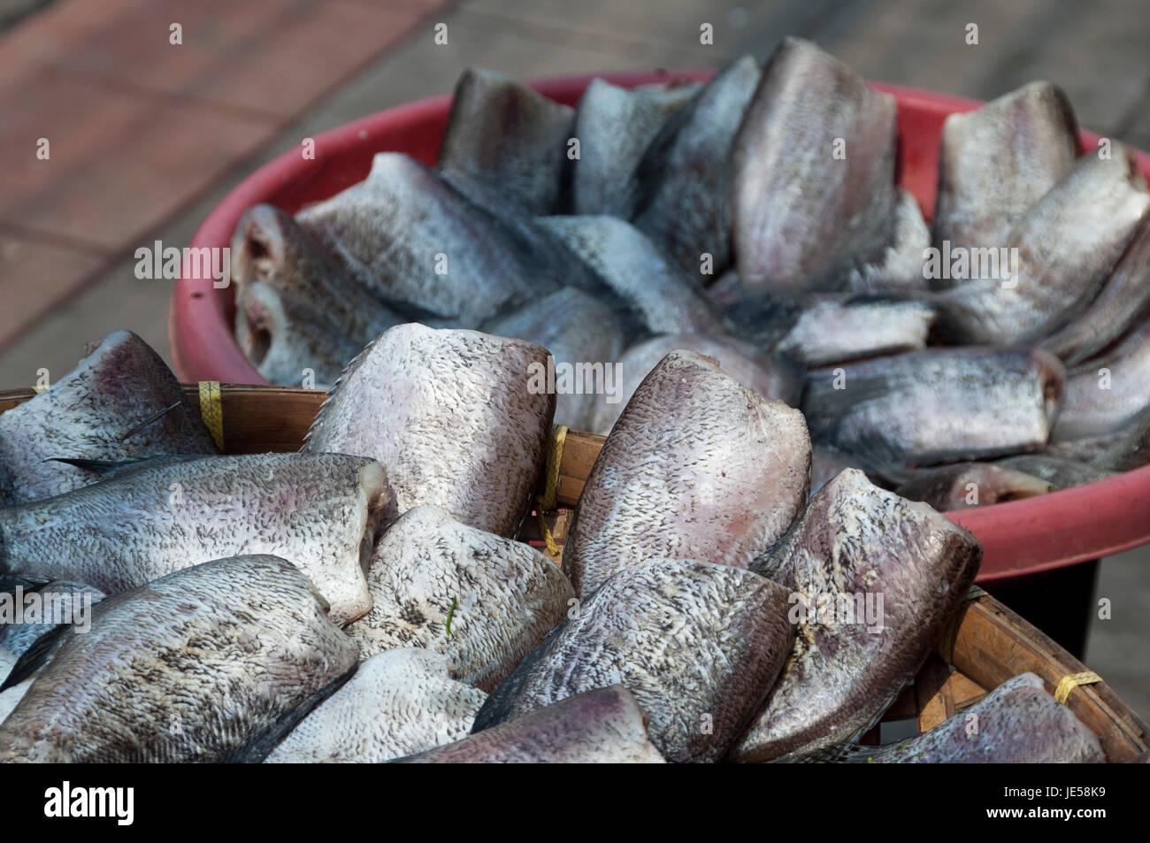 dried gourami fish in market, selective focus Stock Photo