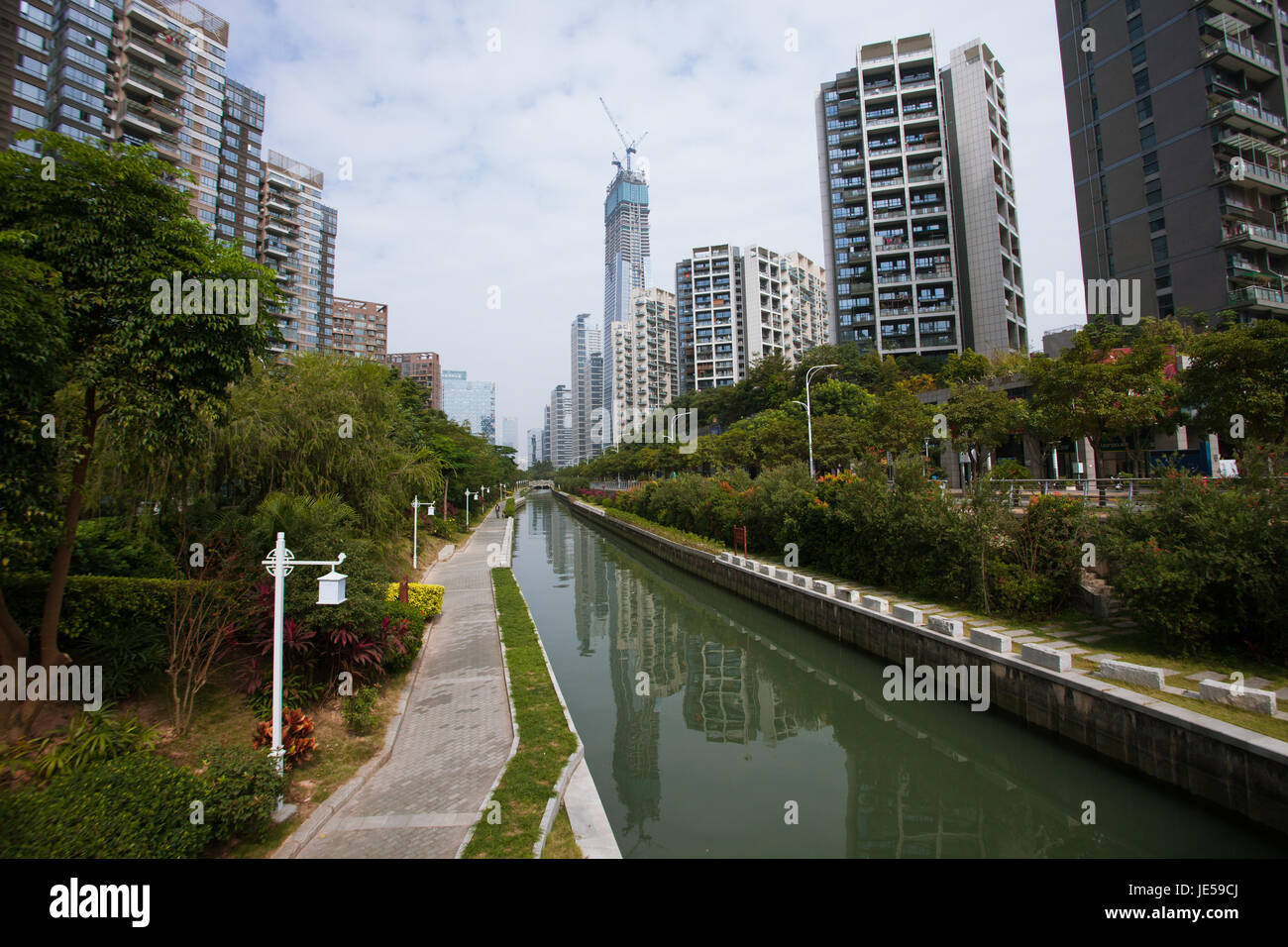 Residential buildings in Shekou - residential part of Nanshan municipality; city of Shenzhen; Guangdong province, People's republic of China; Stock Photo