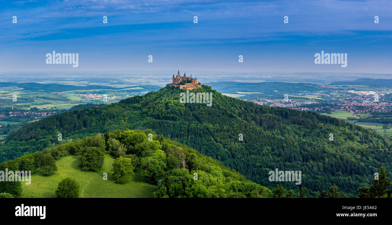 Burg Hohenzollern Castle, Swabian Alp, Baden-Wuerttemberg, Germany, Europe Stock Photo