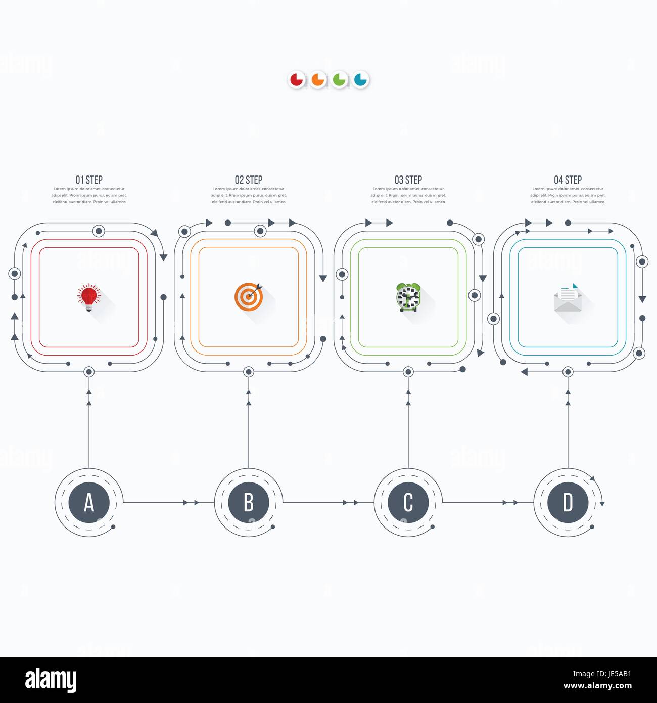 Business infographics template 4 steps with square. Can be used for ...