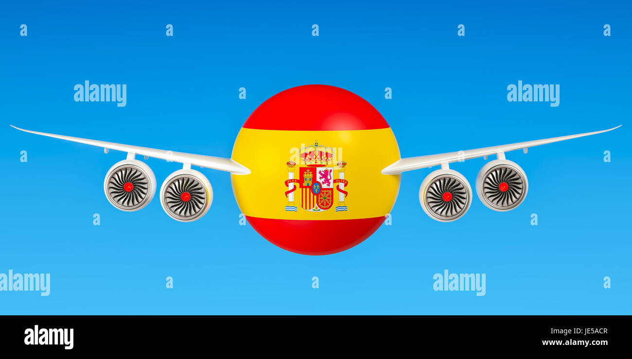 Spanish airlines and flying's, flights to Spain concept. 3D rendering Stock Photo