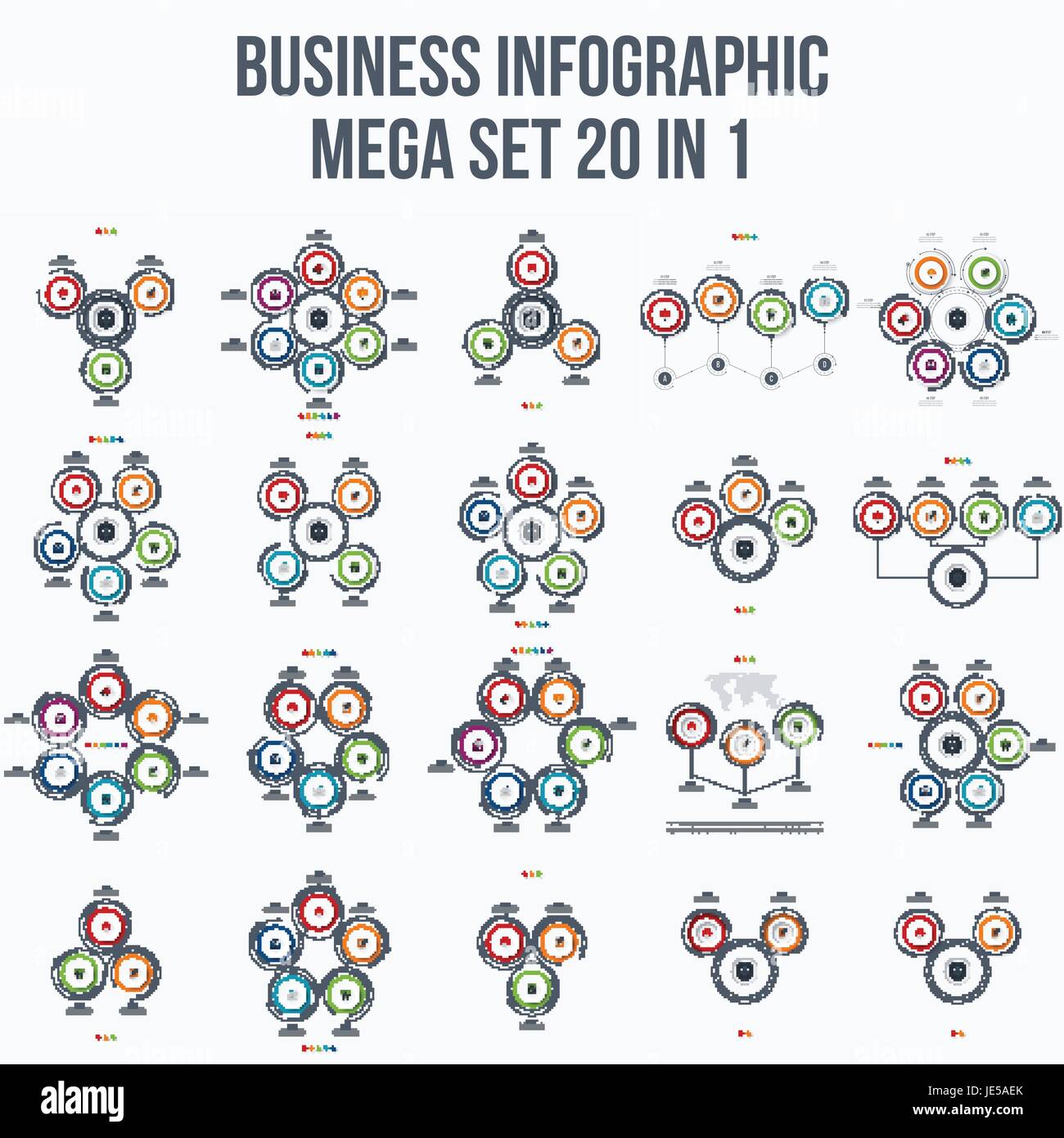 Set with infographics. Data and information visualization. Template