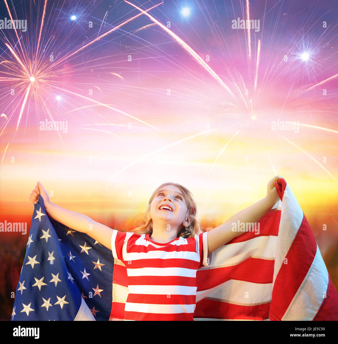 Flags & Fireworks Girls Short Bubble main image 0