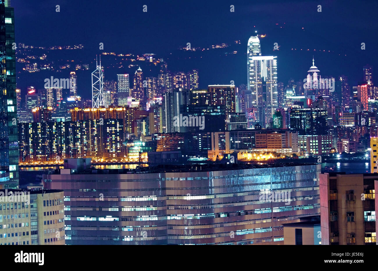 Hong Kong downtown at night Stock Photo - Alamy