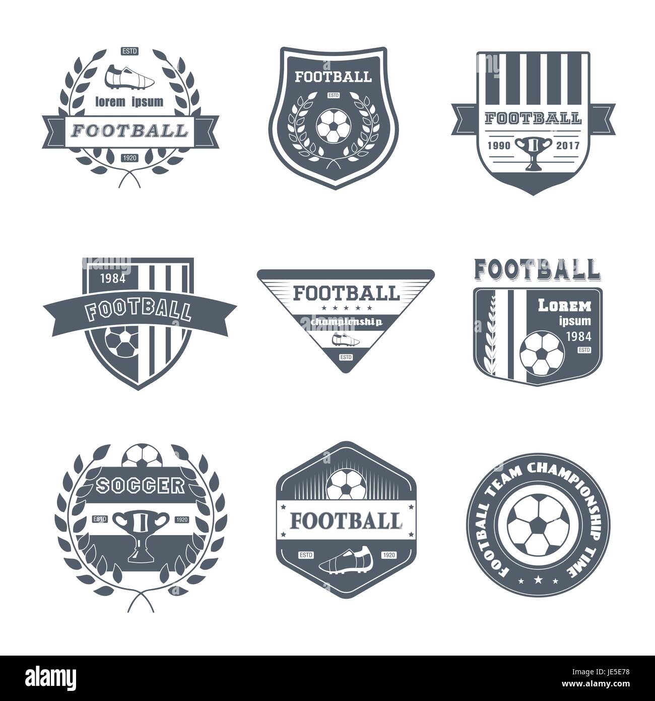 Game of Football - vintage vector set of logos Stock Vector