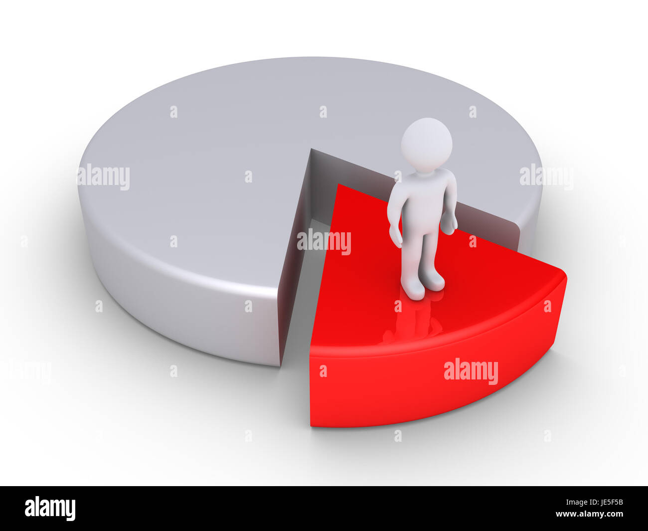 3d person standing on a portion of a pie chart Stock Photo - Alamy