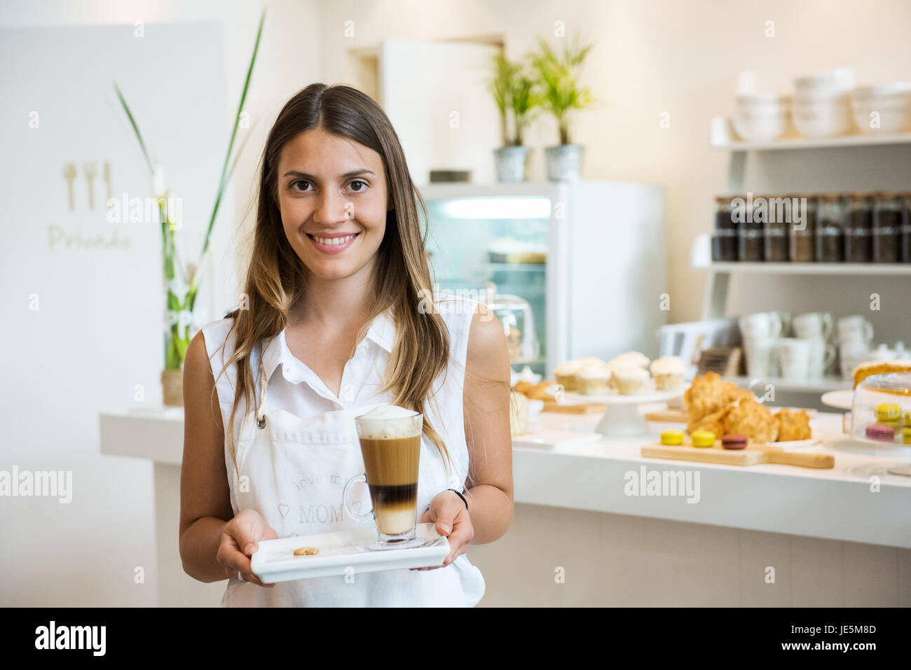 Cafe waitress, portrait Stock Photo