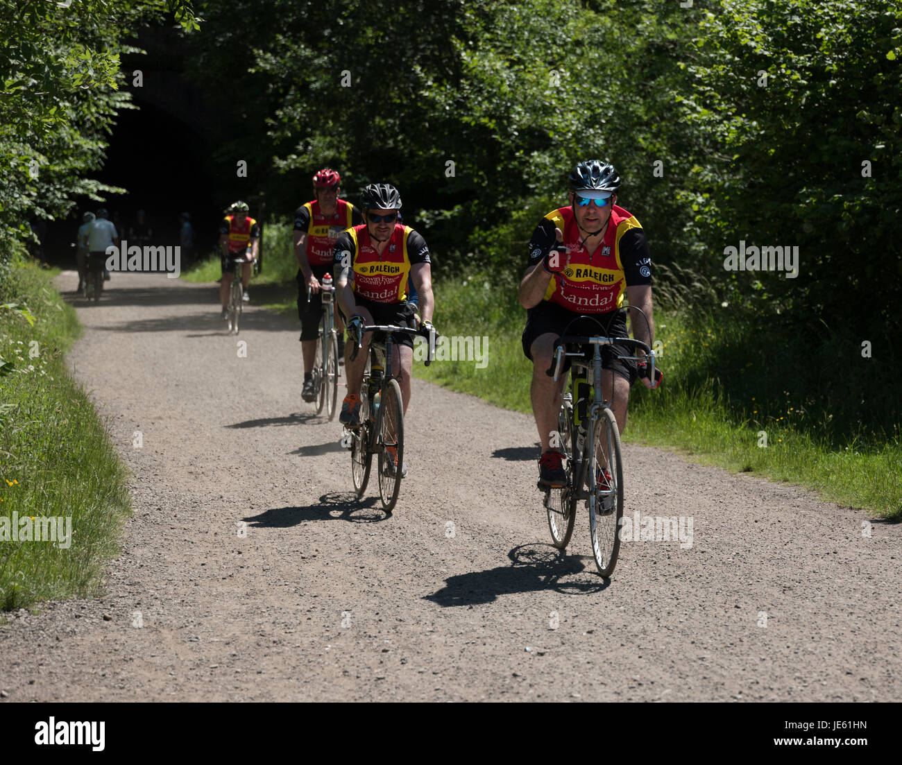 Cyclist taking part in 2017 Eroica Britannia event in Derbyshire. Stock Photo