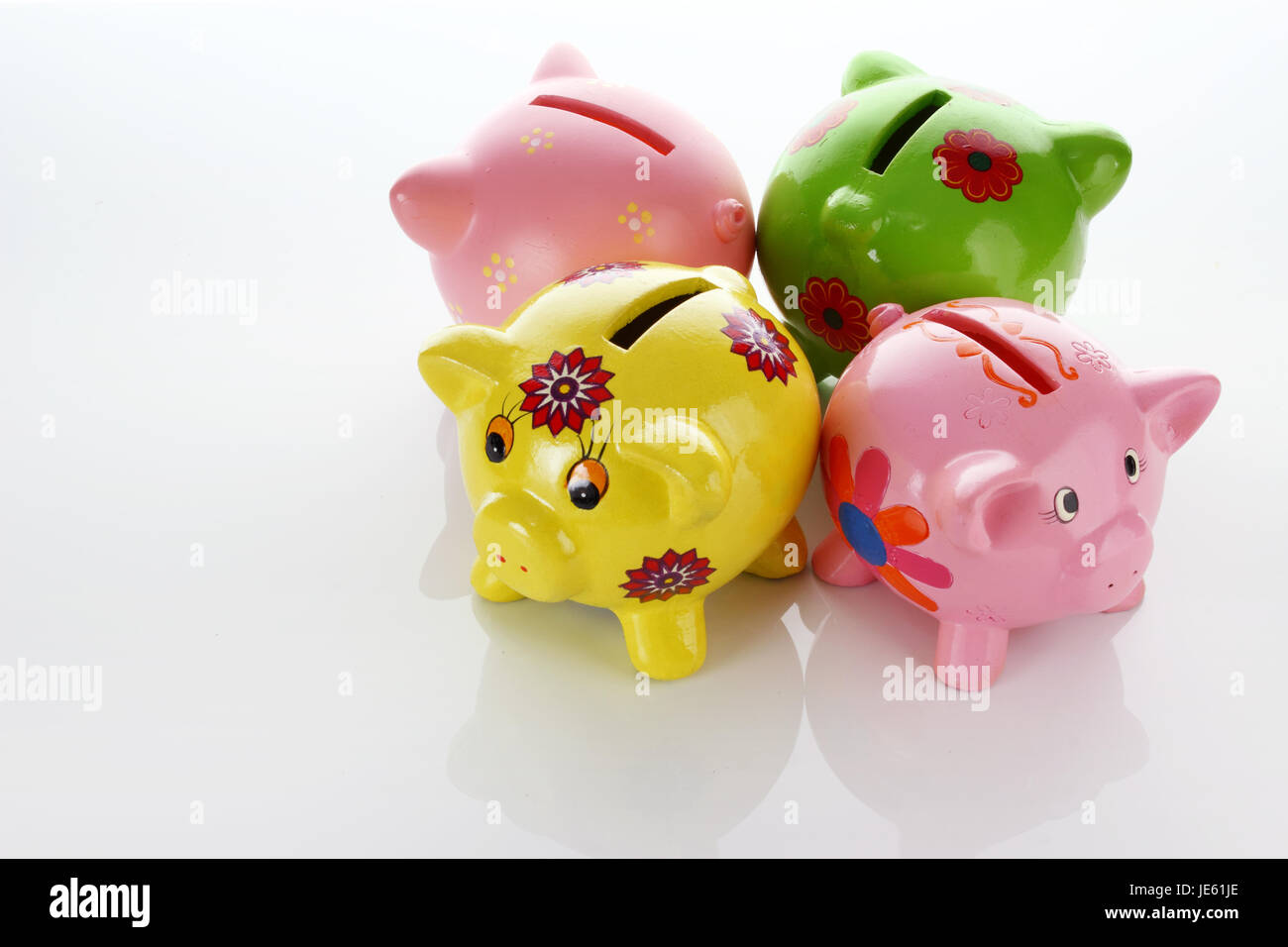Piggy Banks on Seamless White Background Stock Photo - Alamy