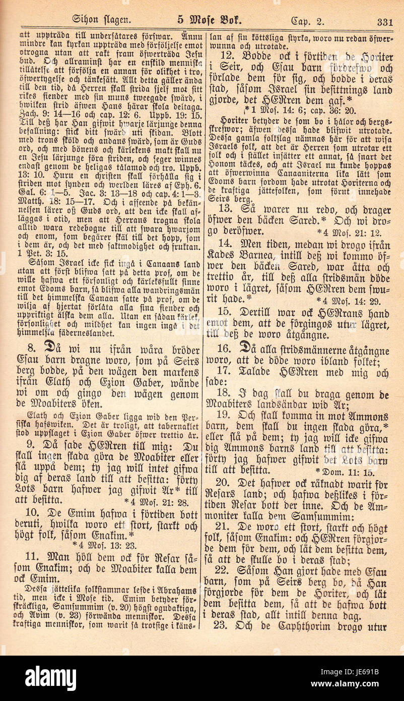 A page from the 1890 edition of 'Biblia Fjellstedt I', an important ...