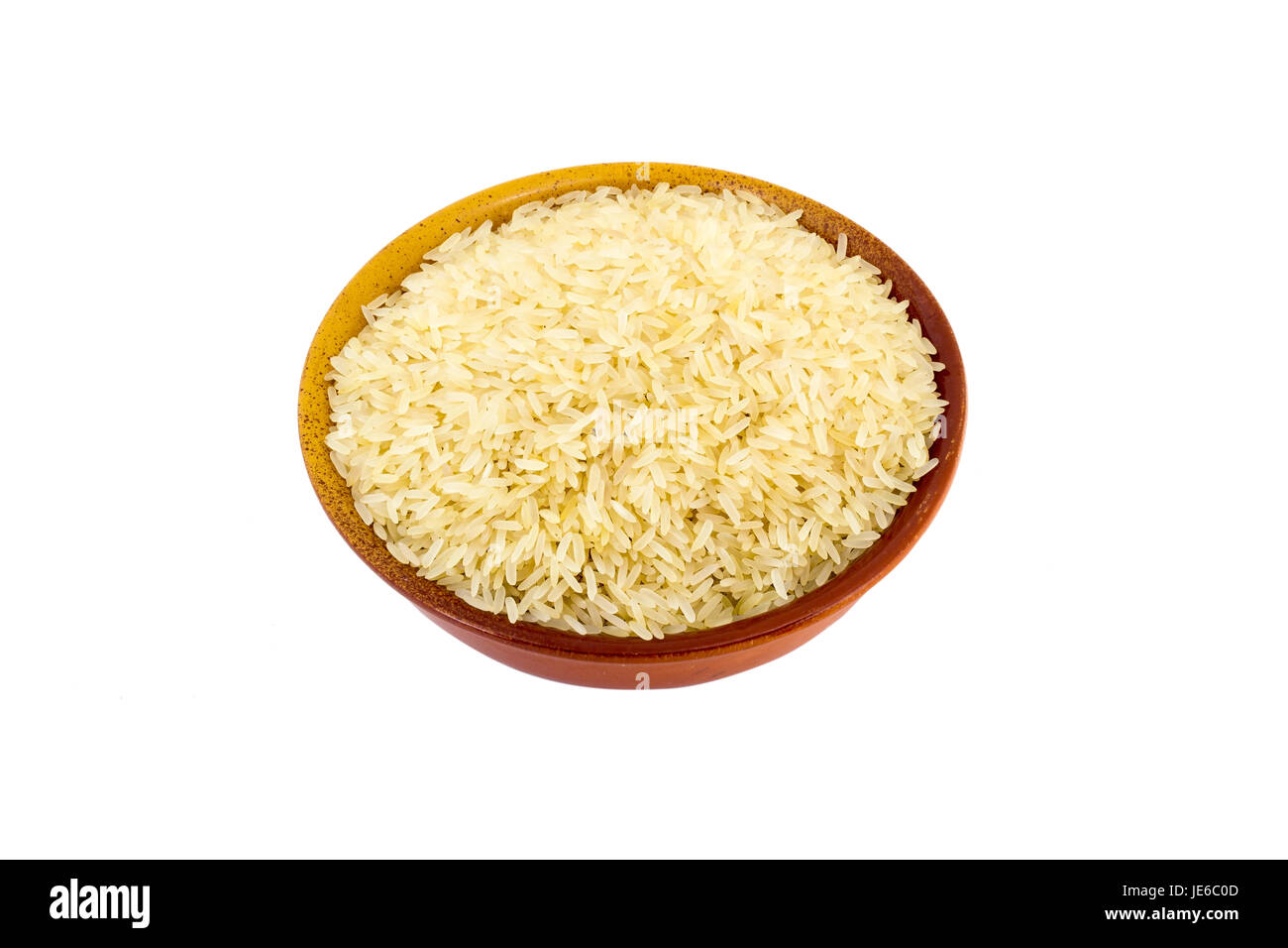 Steamed Rice in a bowl on a white background Stock Photo