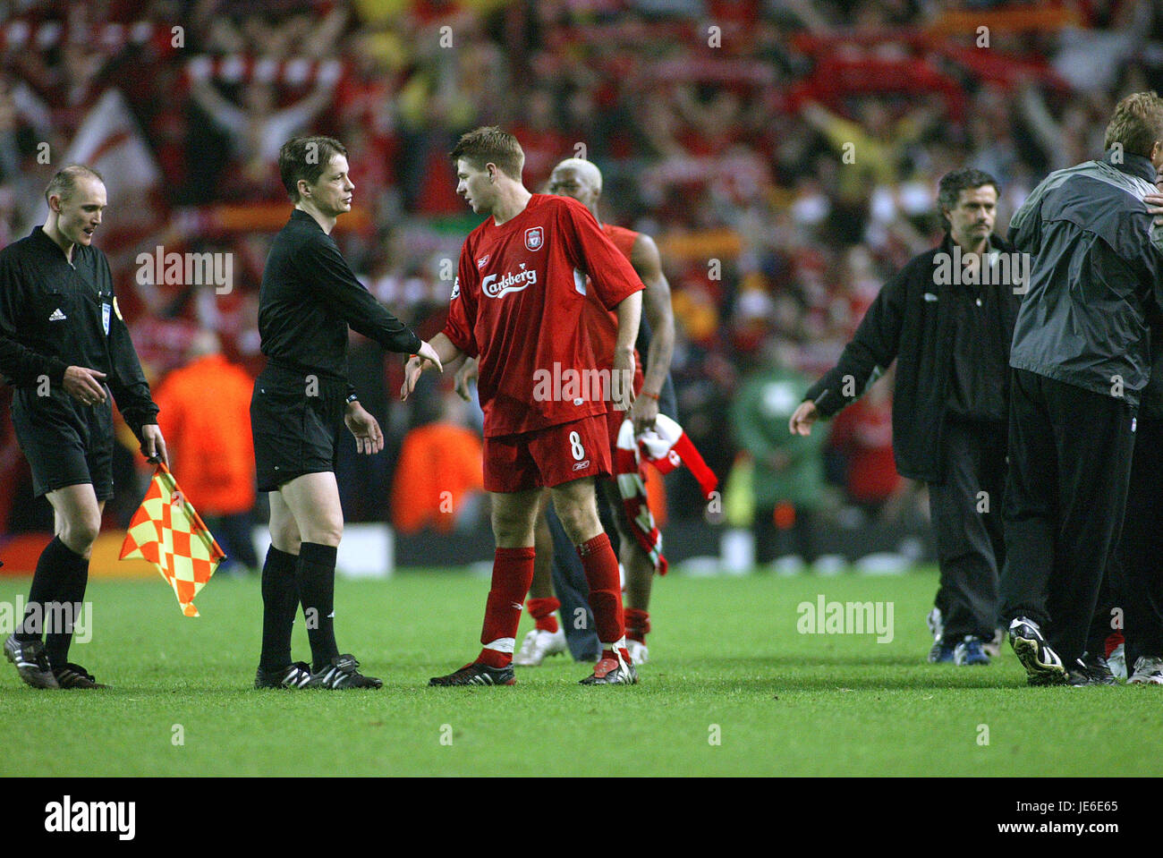 Lubos Michel Steven Gerrard Liverpool V Chelsea Champions League Stock Photo Alamy