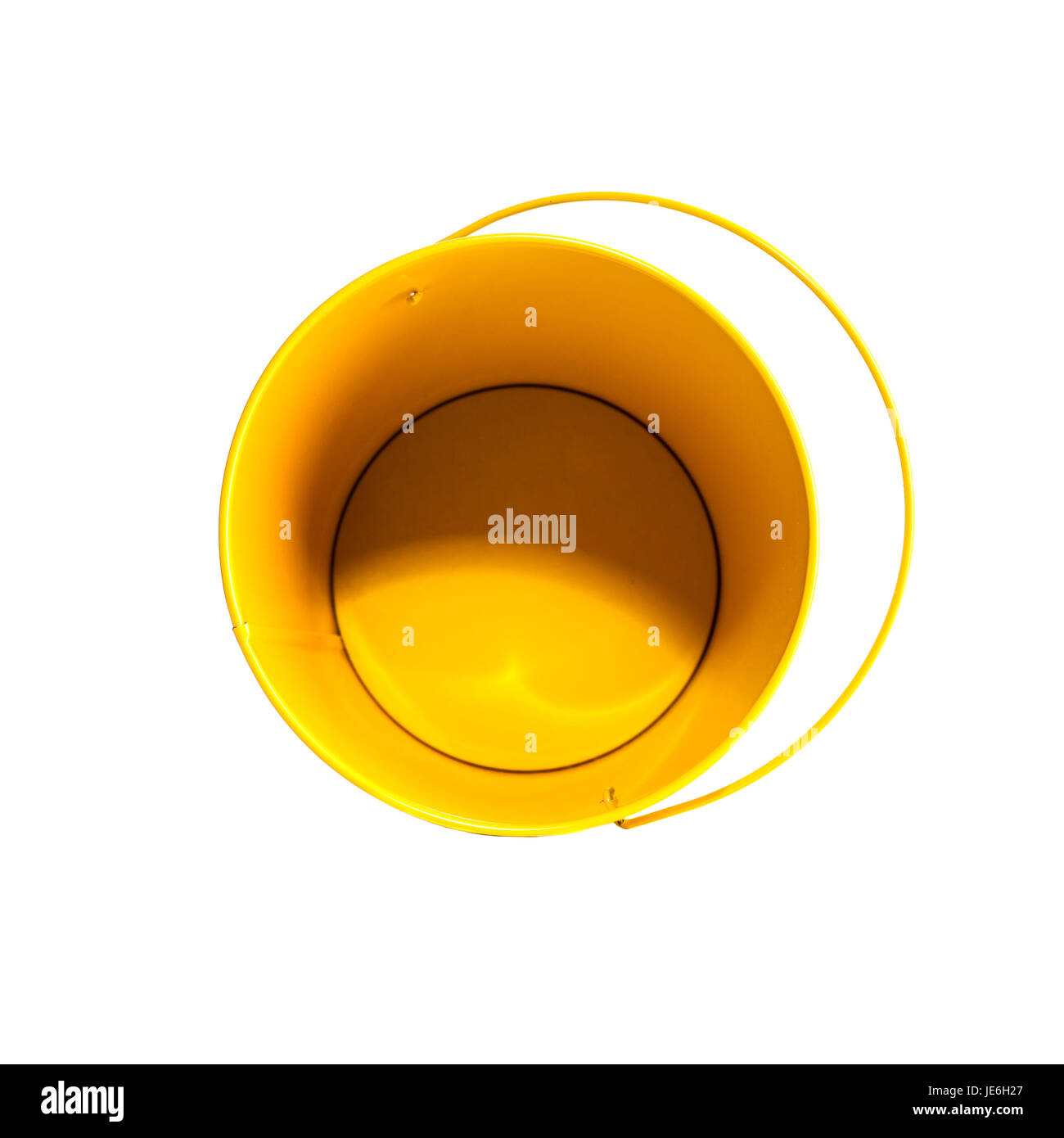 small yellow bucket isolated on white background, top view Stock Photo