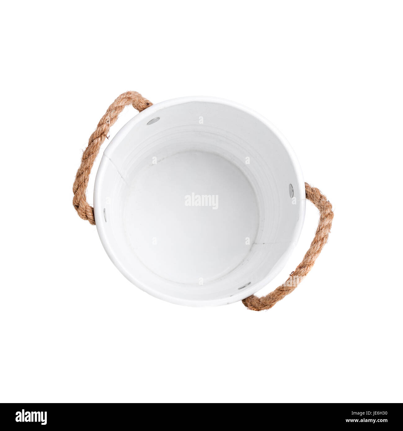 small white bucket with rope handles, top view, isolated on white background Stock Photo Alamy