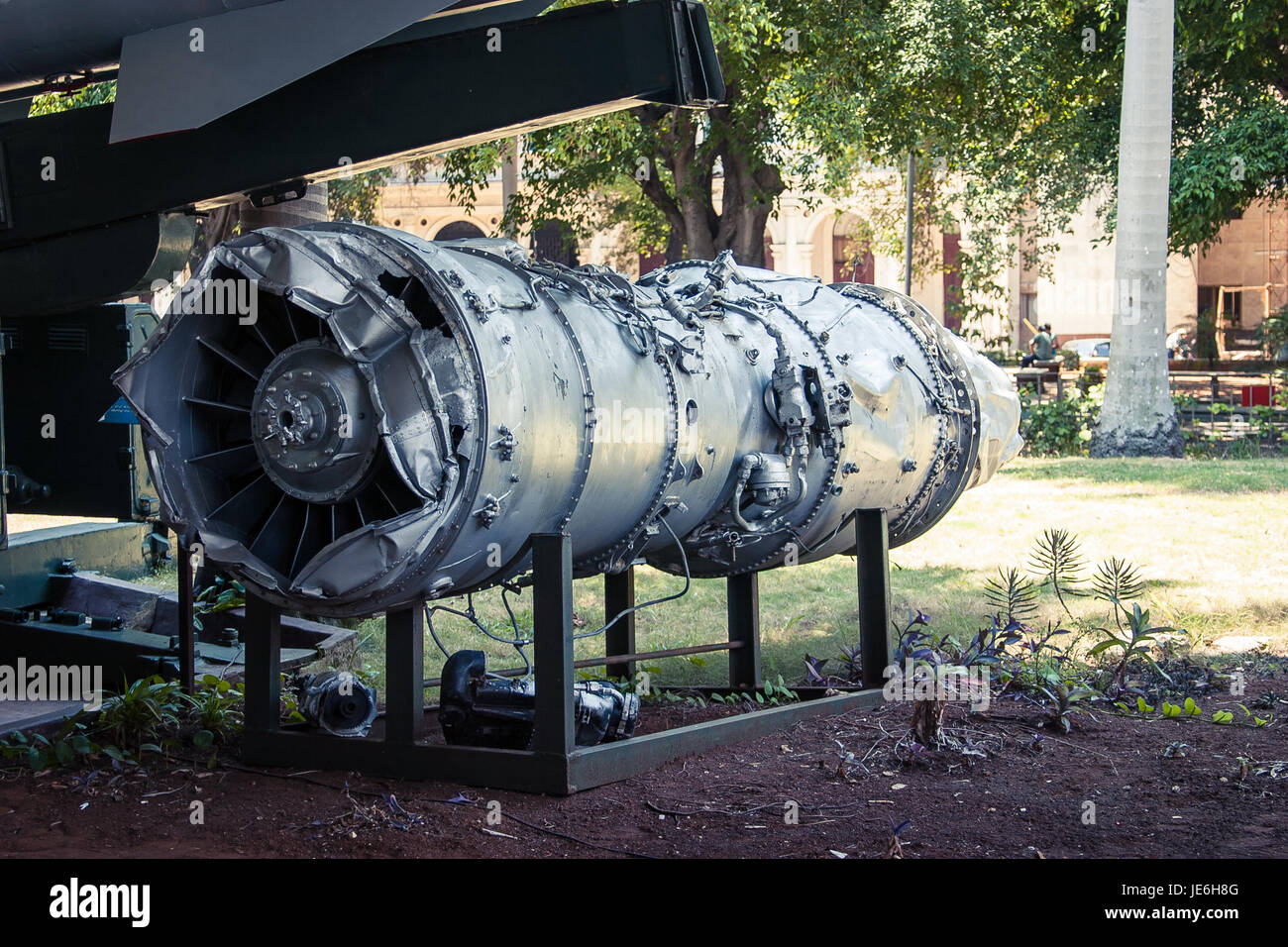 The engine from the USAF Lockheed U-2F aircraft shot down over Cuba on 27 October 1962. Museum of the Revolution, Havana, Cuba Stock Photo
