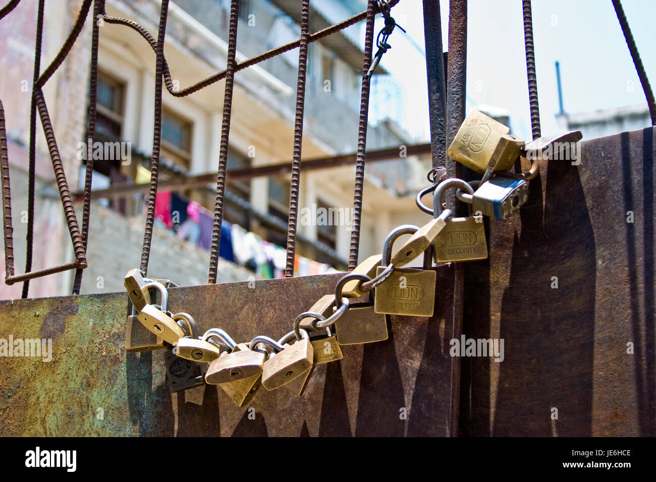 A set of locks in havana building Stock Photo