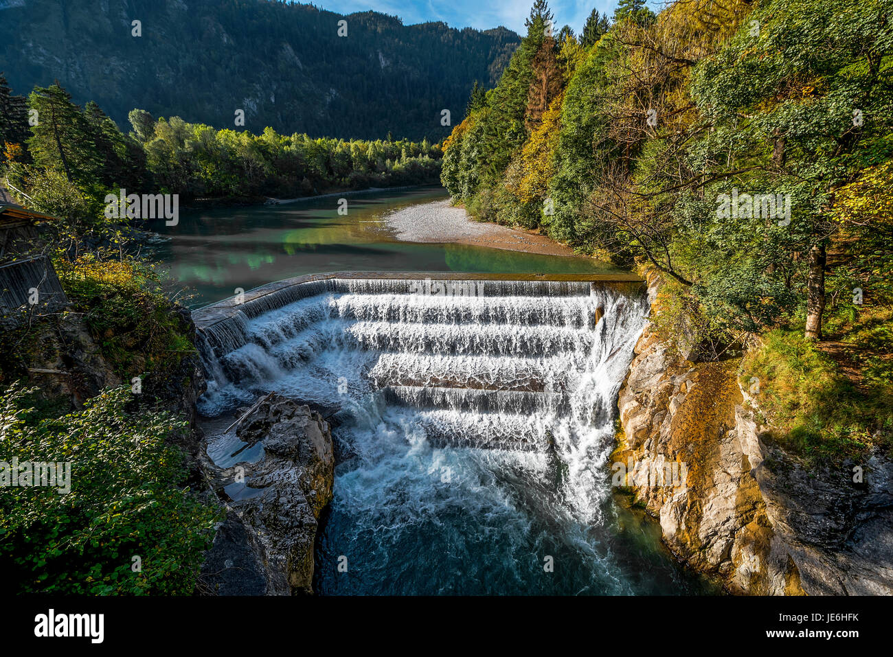 Lechfall waterfall in German Alps Stock Photo