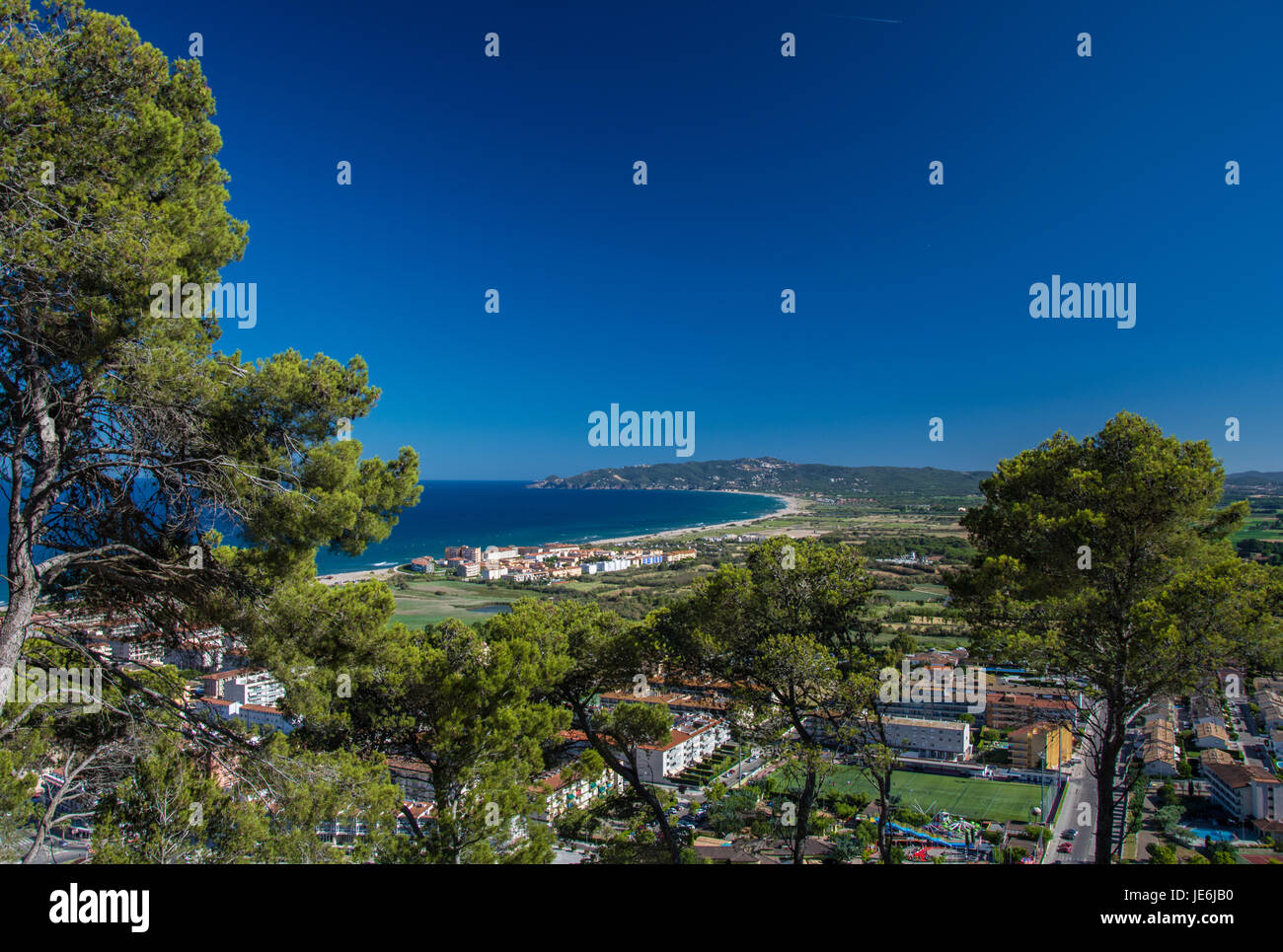 High view of Estartit bay on the Costa Brava of Catalonia Stock Photo