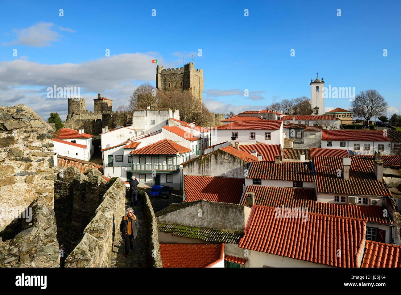 The castle and the medieval citadel of Braganca, one of the oldest cities in Portugal, Tras-os-Montes. Stock Photo