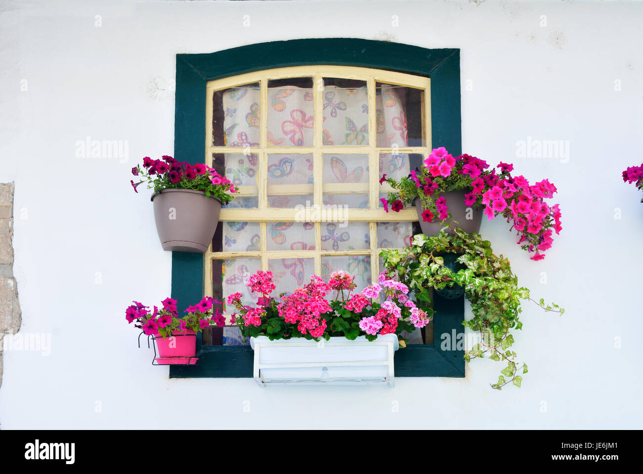 Traditional windows in Chaves. Tras os Montes, Portugal Stock Photo