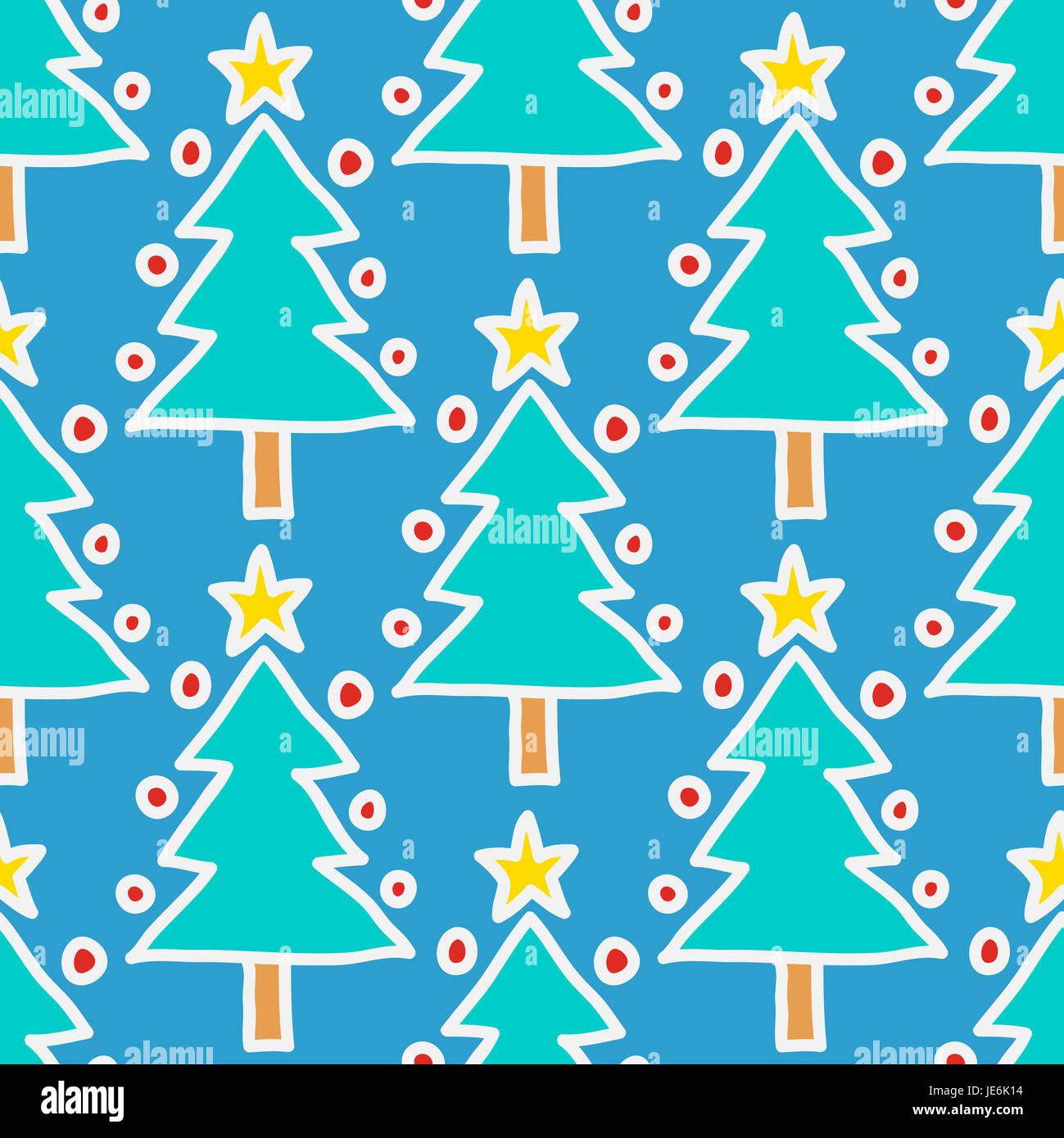 Doodle Christmas tree seamless pattern. hand drawn design element for ...