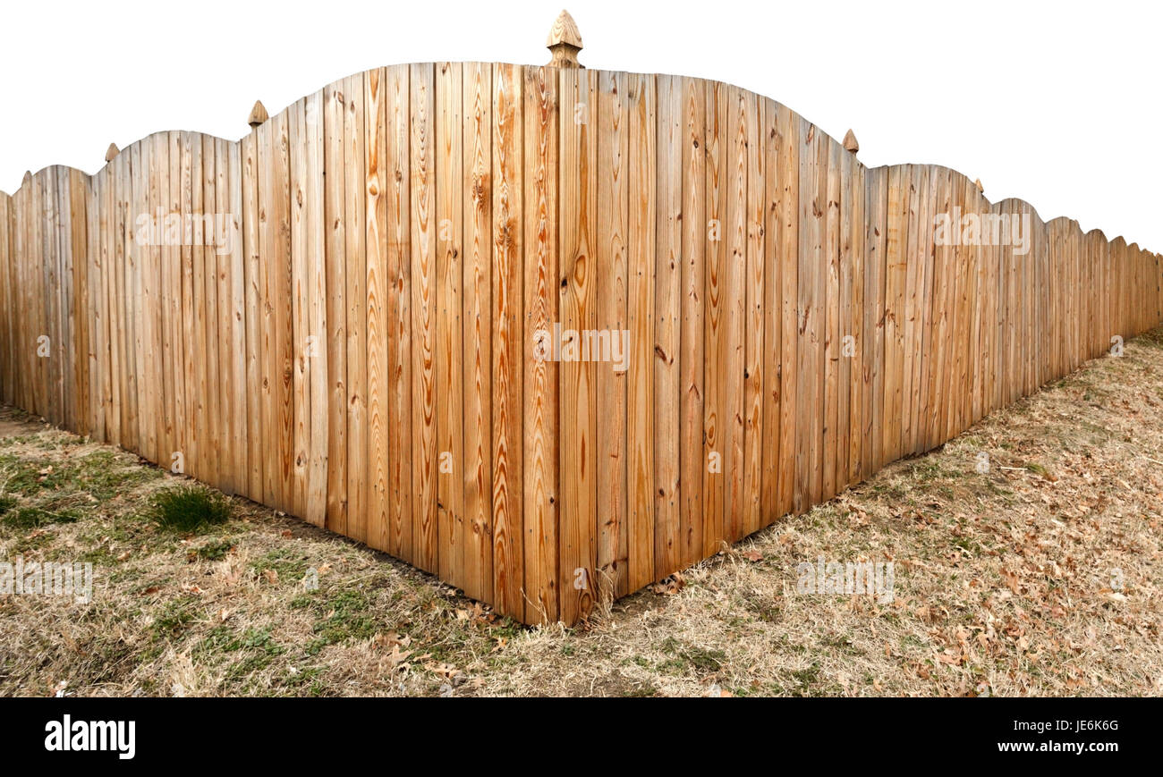 Wood fence on corner lot. Horizontal Stock Photo - Alamy