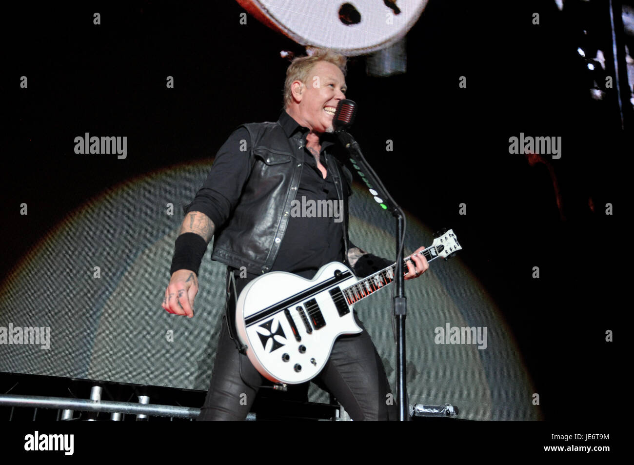 Metallica on the WorldWired Tour 2017 performance at the Rock on the Range 2017 Music Festival at Mapfre Stadium  Featuring: Metallica, James Hetfield Where: Columbus, Ohio, United States When: 22 May 2017 Credit: C.M. Wiggins/WENN.com Stock Photo