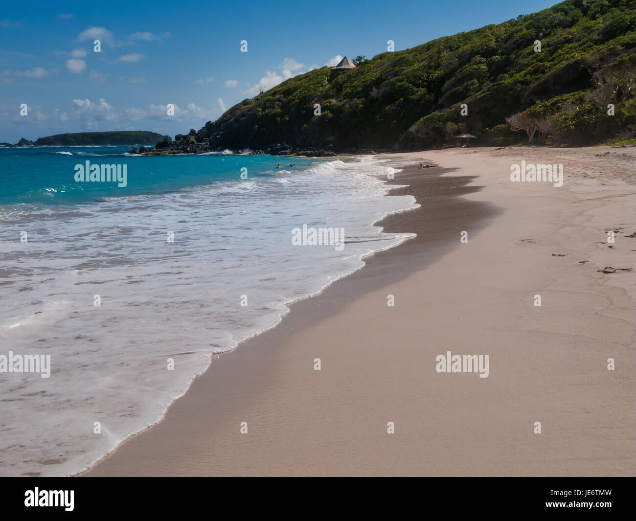 Macaroni Beach on Mustique has pristine white sands and azure blue water Stock Photo Alamy