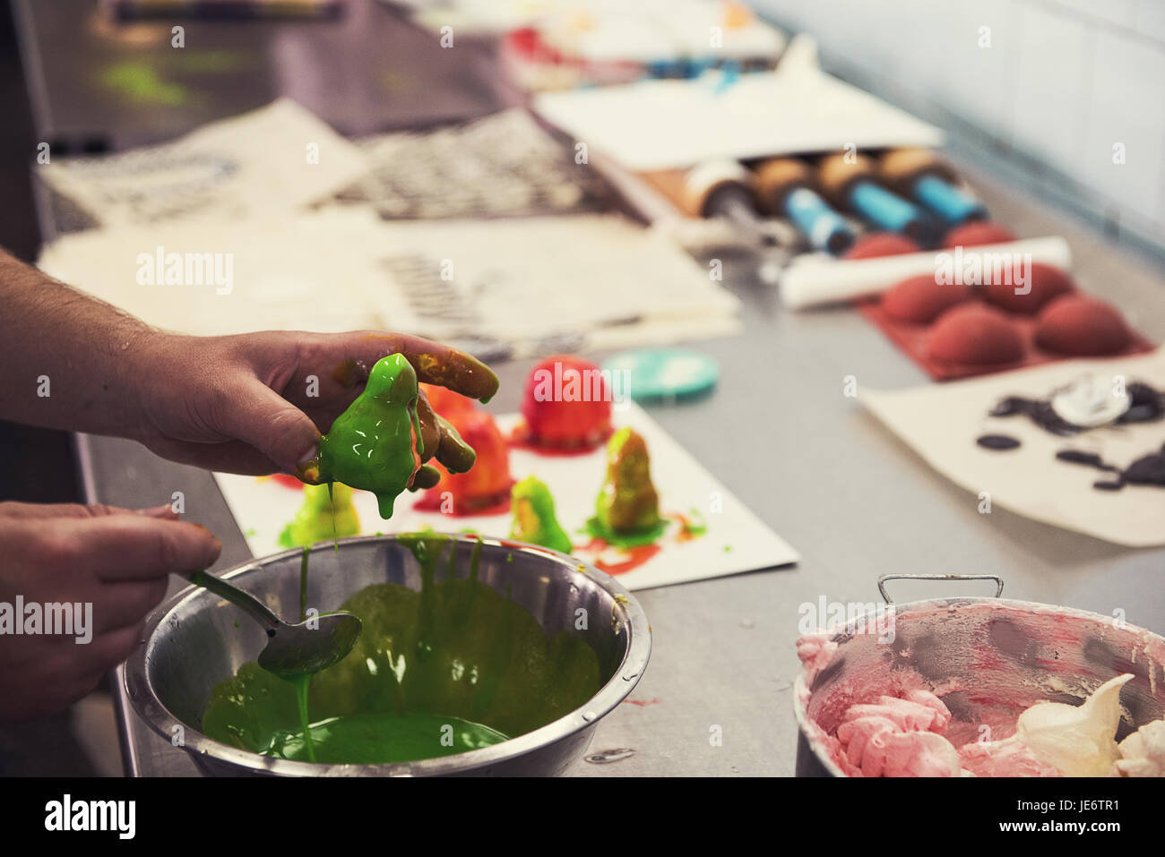 Manual cakes production Stock Photo - Alamy