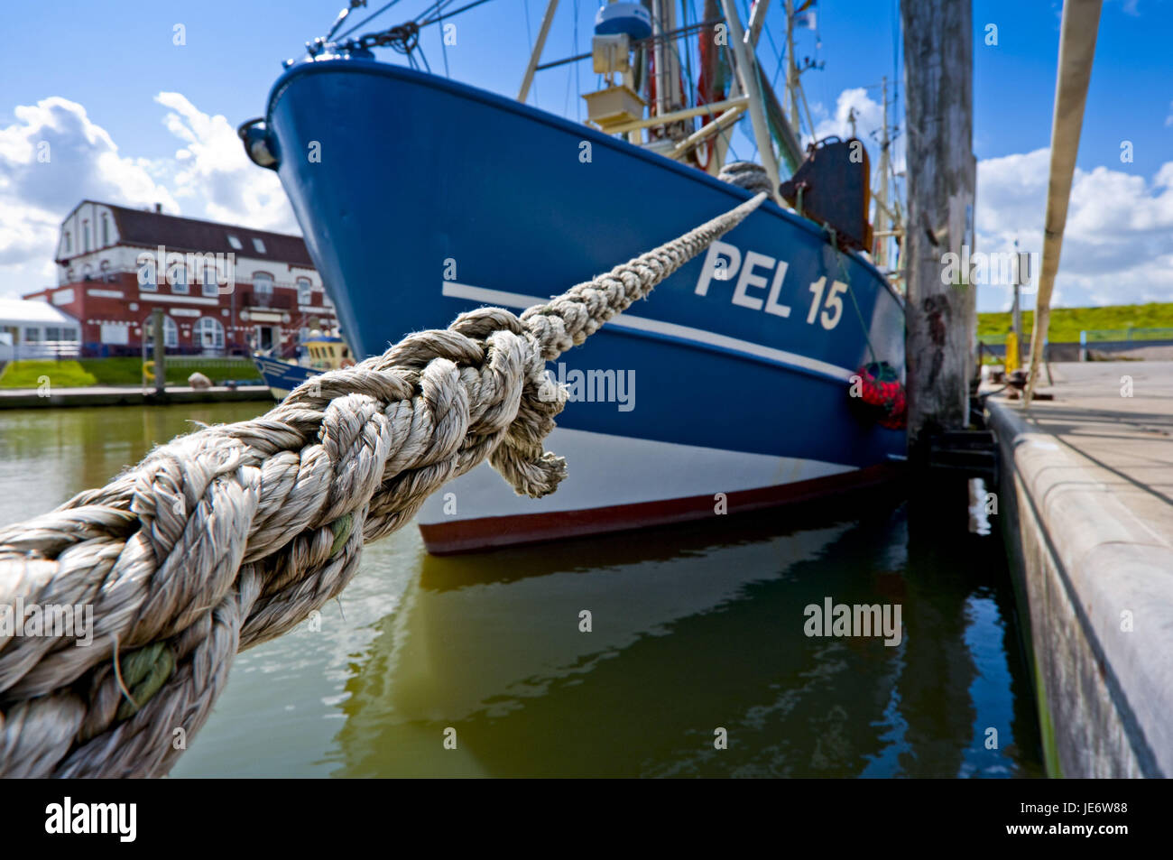 Germany, Schleswig - Holstein, Pellworm, harbour, investor, fishing trawler, Stock Photo