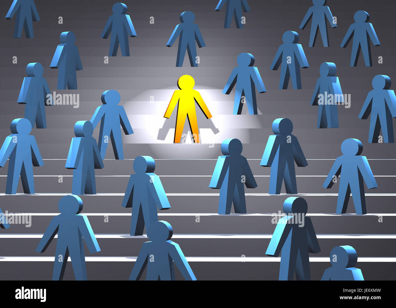 Characters, representation, person in the limelight, from others surround, Stock Photo