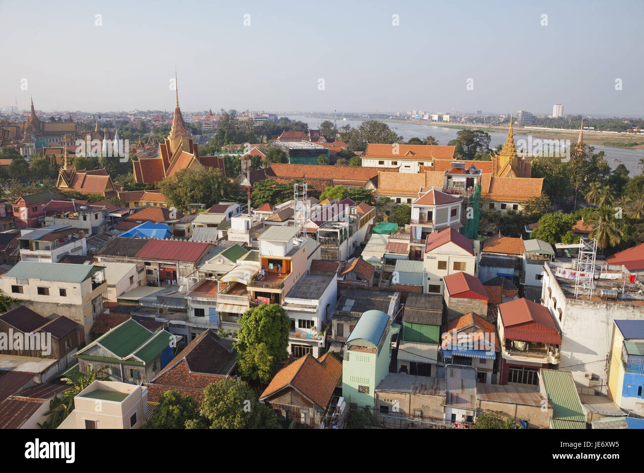 Cambodia, Phnom Penh, town overview, Stock Photo