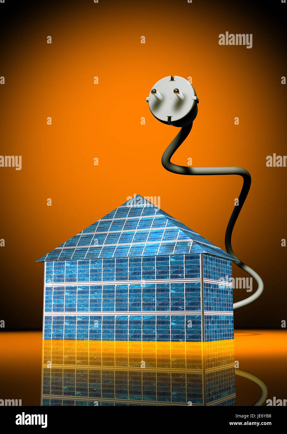 Solar power, solar house, Stock Photo