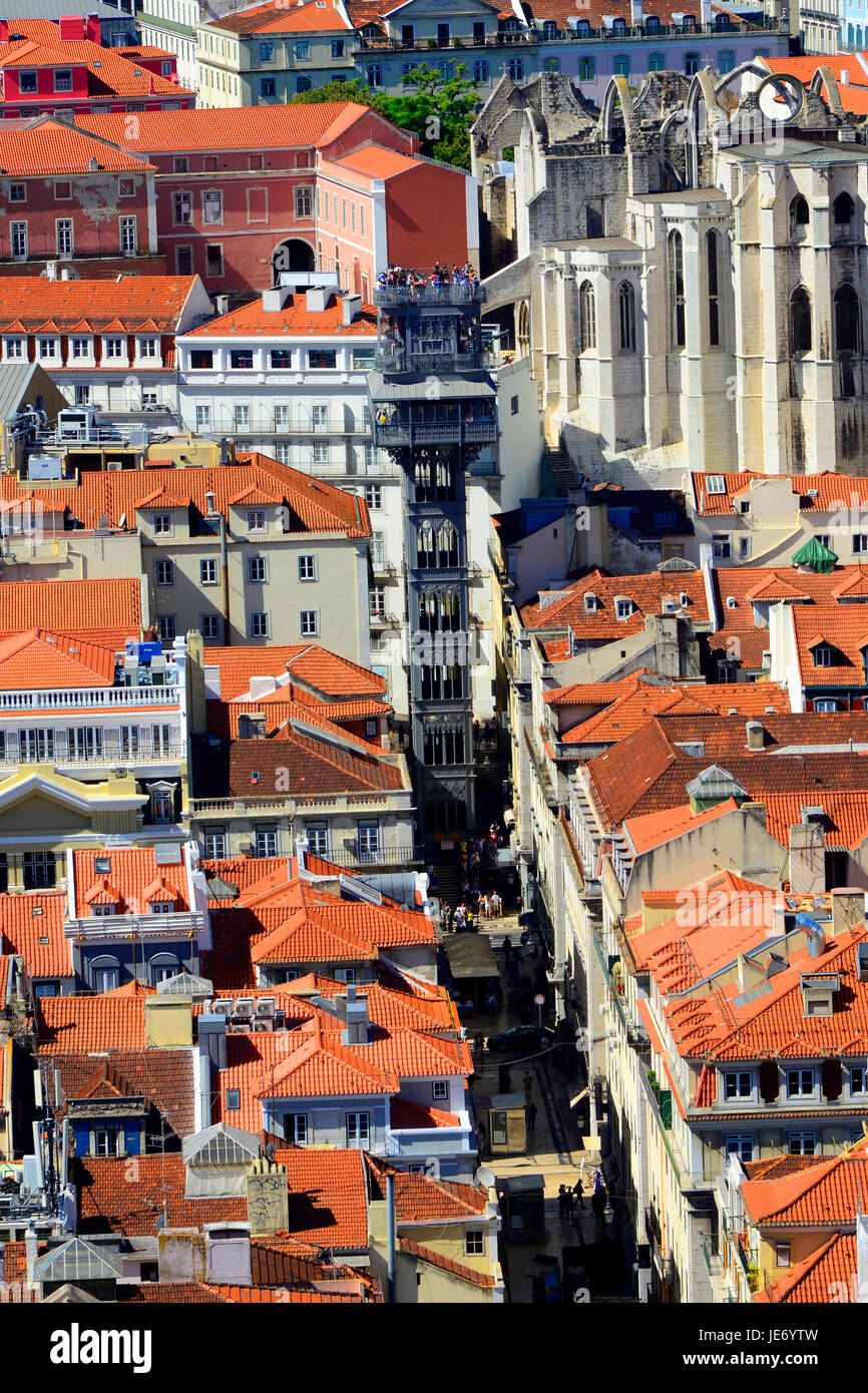 View of Lisbon from St. Jorge Castle Portugal Moorish Stock Photo