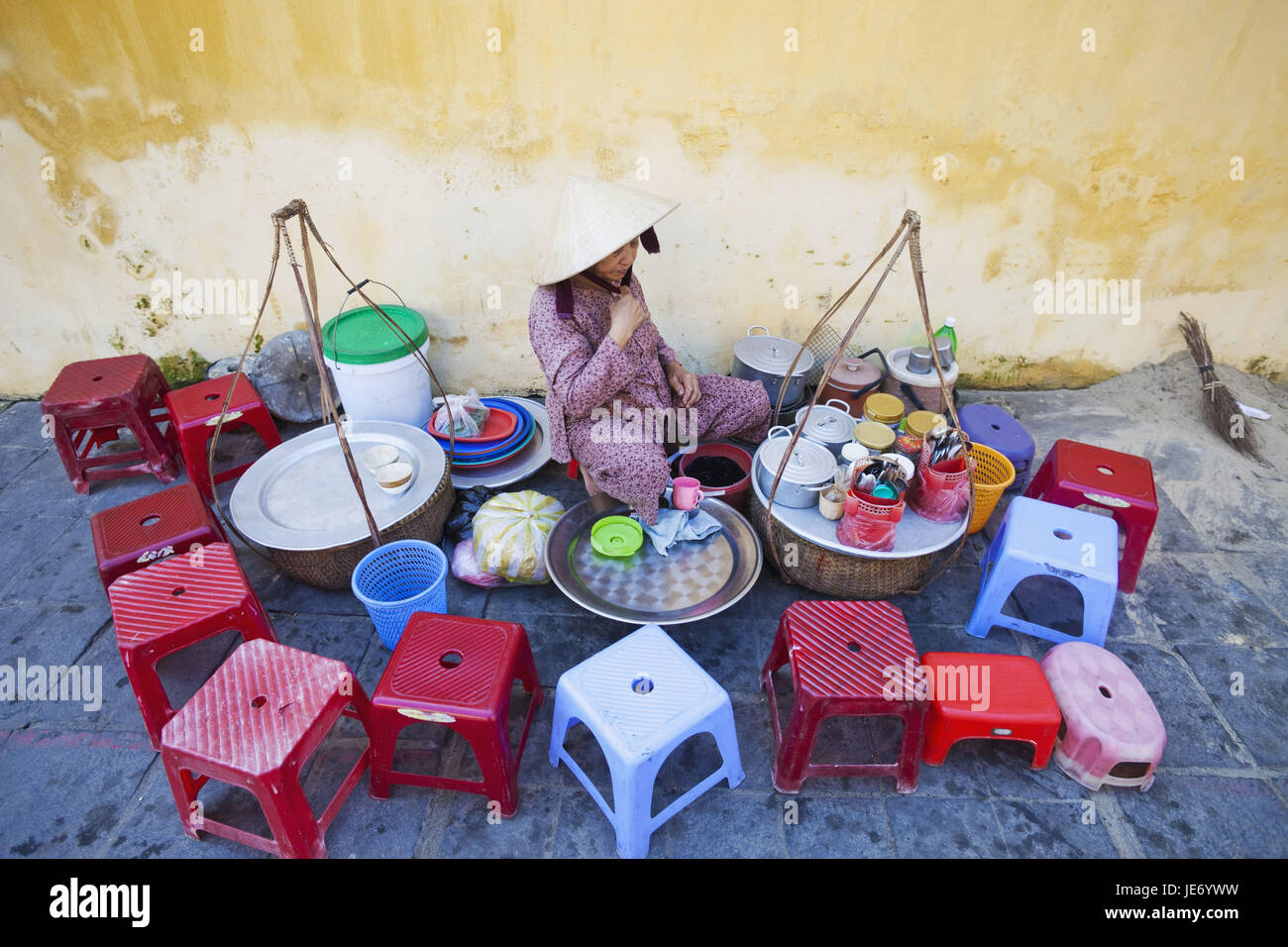 Vietnam, Hoi In, Old Town, market stall, cooking cuisine, Stock Photo