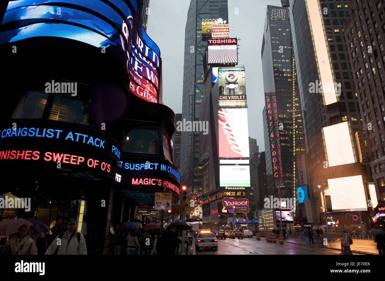 The USA, America, New York, Manhattan, Times Square at night, neon lights, Stock Photo