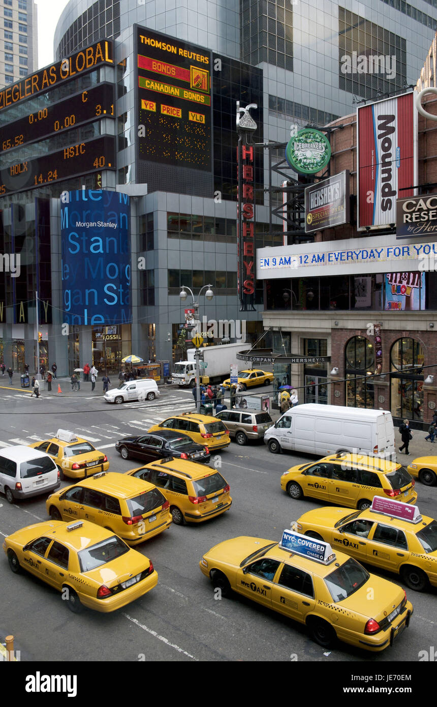 The USA, America, New York, Manhattan, Times Square, taxis, Stock Photo