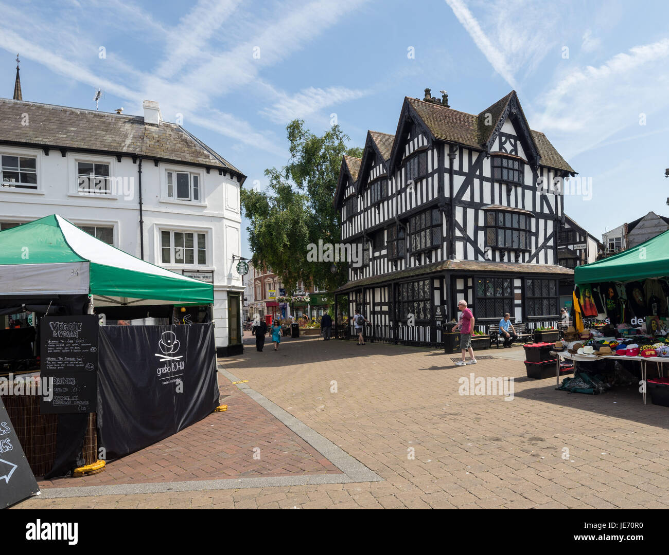 Back and white House Museum Hereford Town centre Herefordshire England UK Stock Photo