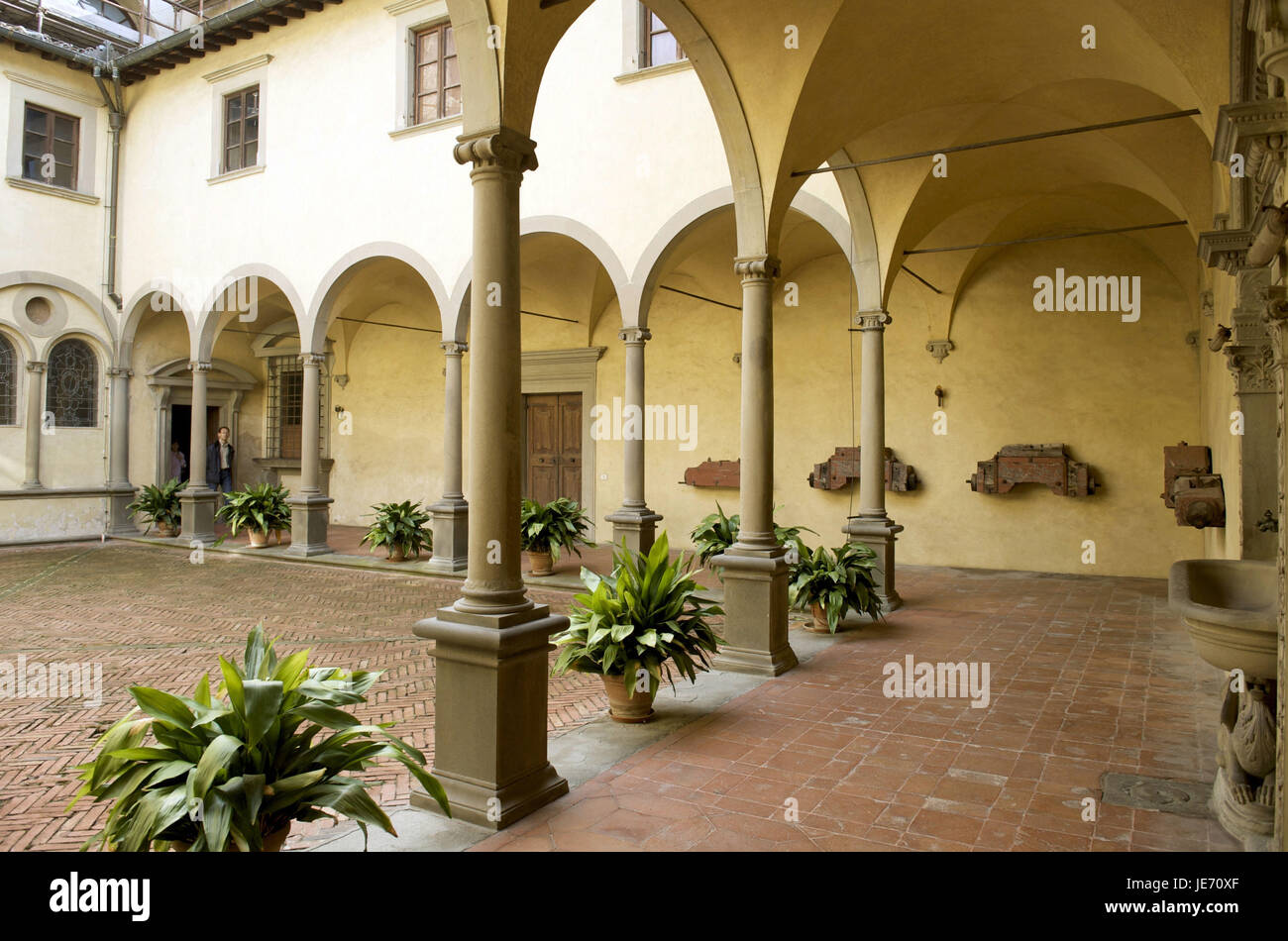 Italy, Tuscany, Florence, Kartause of Galluzzo, inner courtyard, cloister, Stock Photo