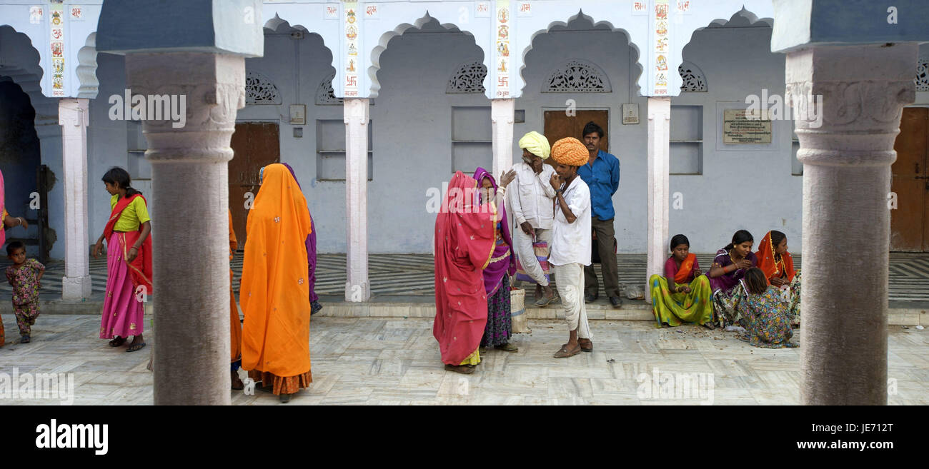 India, Rajasthan, Pushkar, person stand in an inner courtyard, Stock Photo